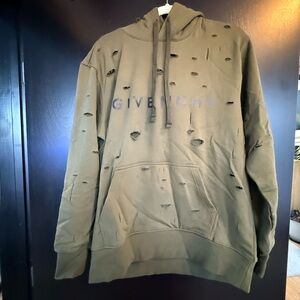 Givenchy Khaki Distressed Hoodie
